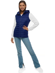 Kamizelka damska pikowana z kapturem granatowa/2 OZONEE JS/M23039/215