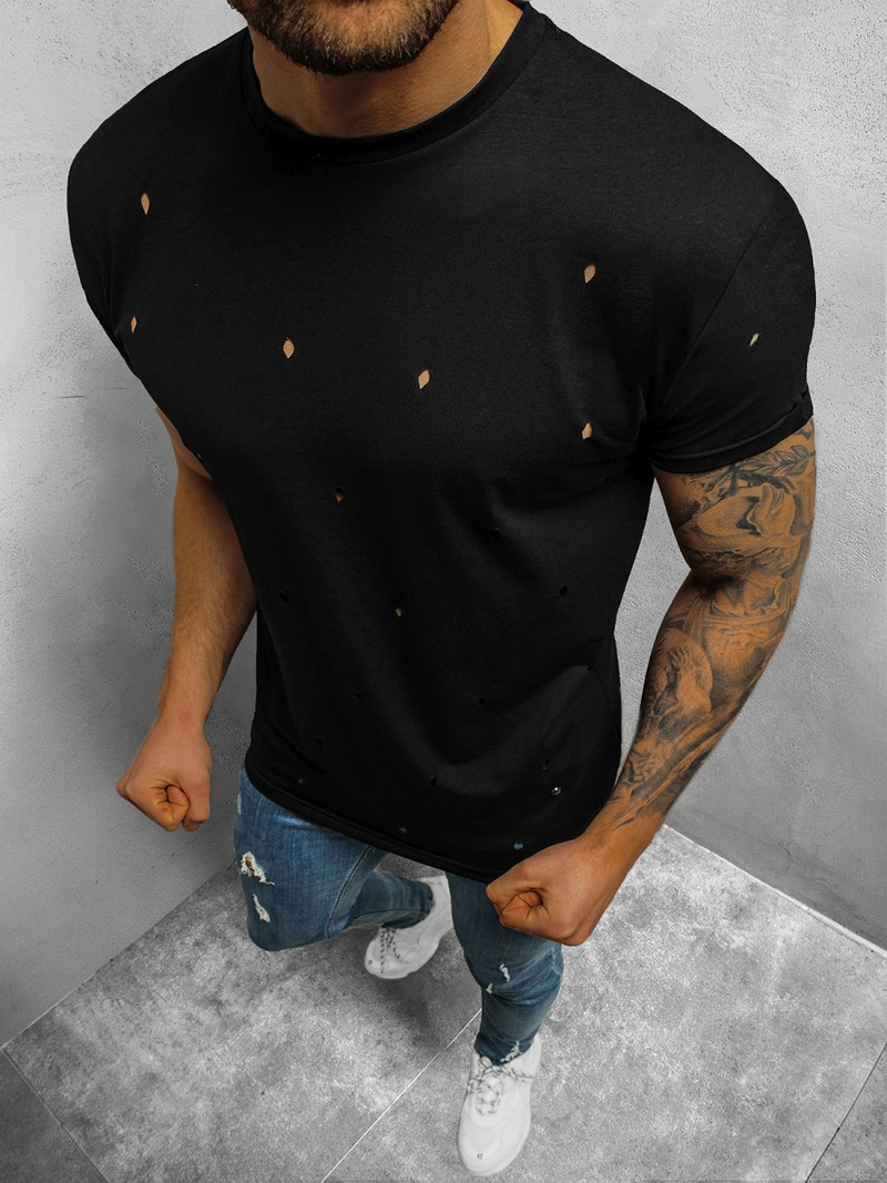 T-Shirt męski czarny OZONEE NB/3009