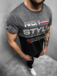 T-Shirt męski grafitowo-czarny OZONEE JS/SS10900Z