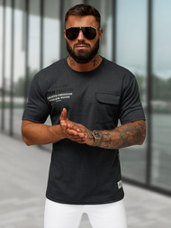 T-shirt męski regular fit czarny OZONEE O/QQ1530