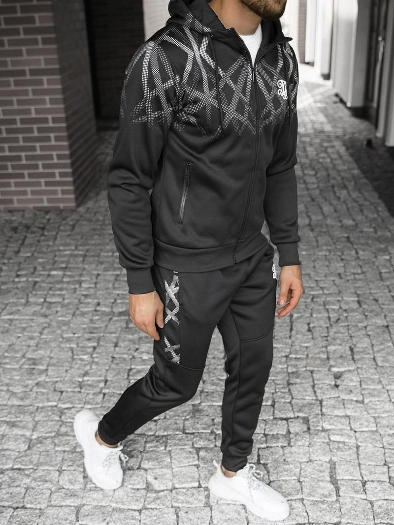 Спортивний костюм чоловічій чорно-срібляста OZONEE O/HM395