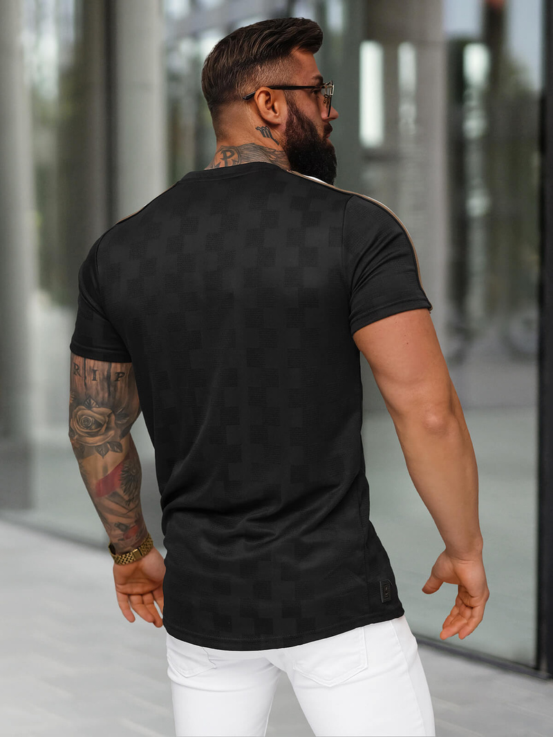 T-shirt męski slim fit czarny OZONEE O/QS11621