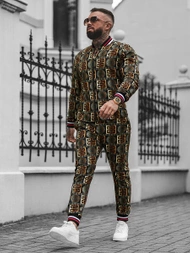 Komplet męski - kurtka i spodnie chino czarno-złoty OZONEE O/5553/21Z