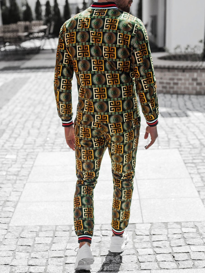 Komplet męski - kurtka I spodnie chino czarno-złoty OZONEE O/5553/21