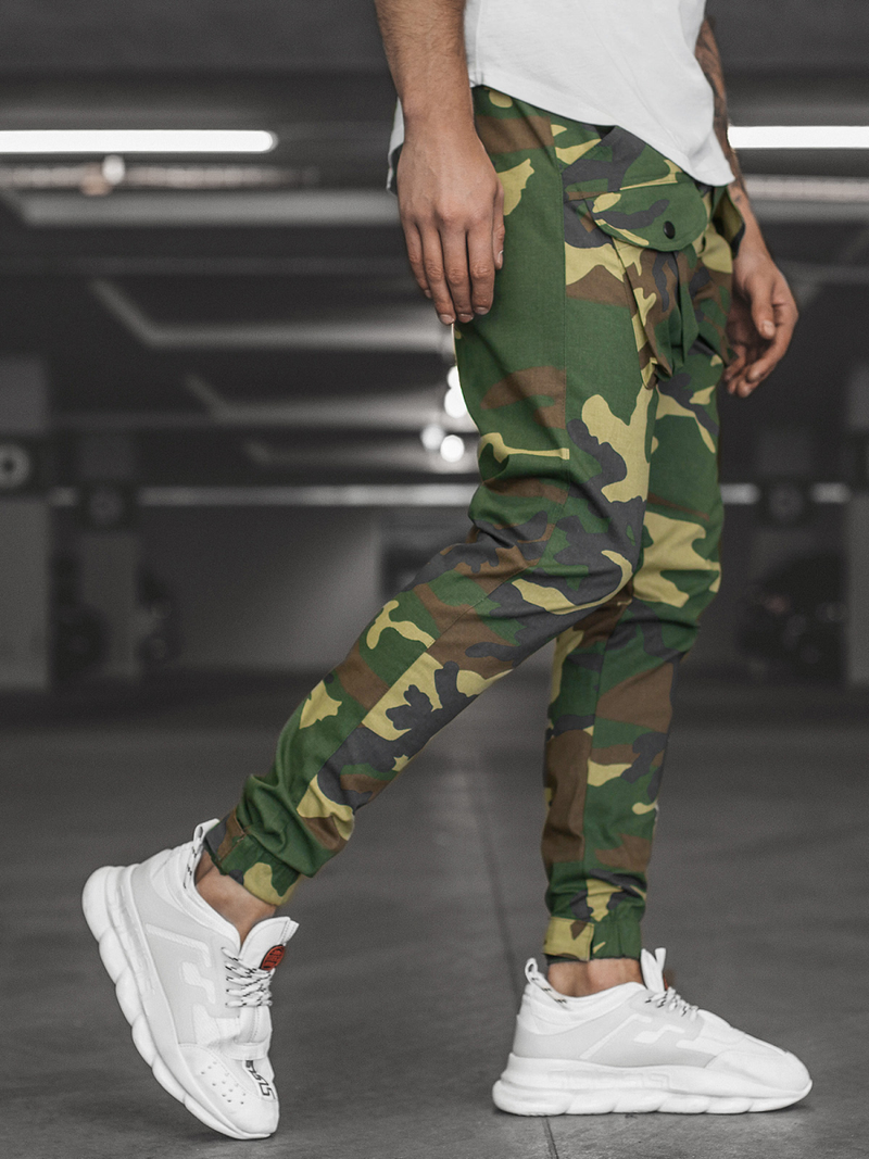 Spodnie męskie chino joggery moro-zielone OZONEE G/11144