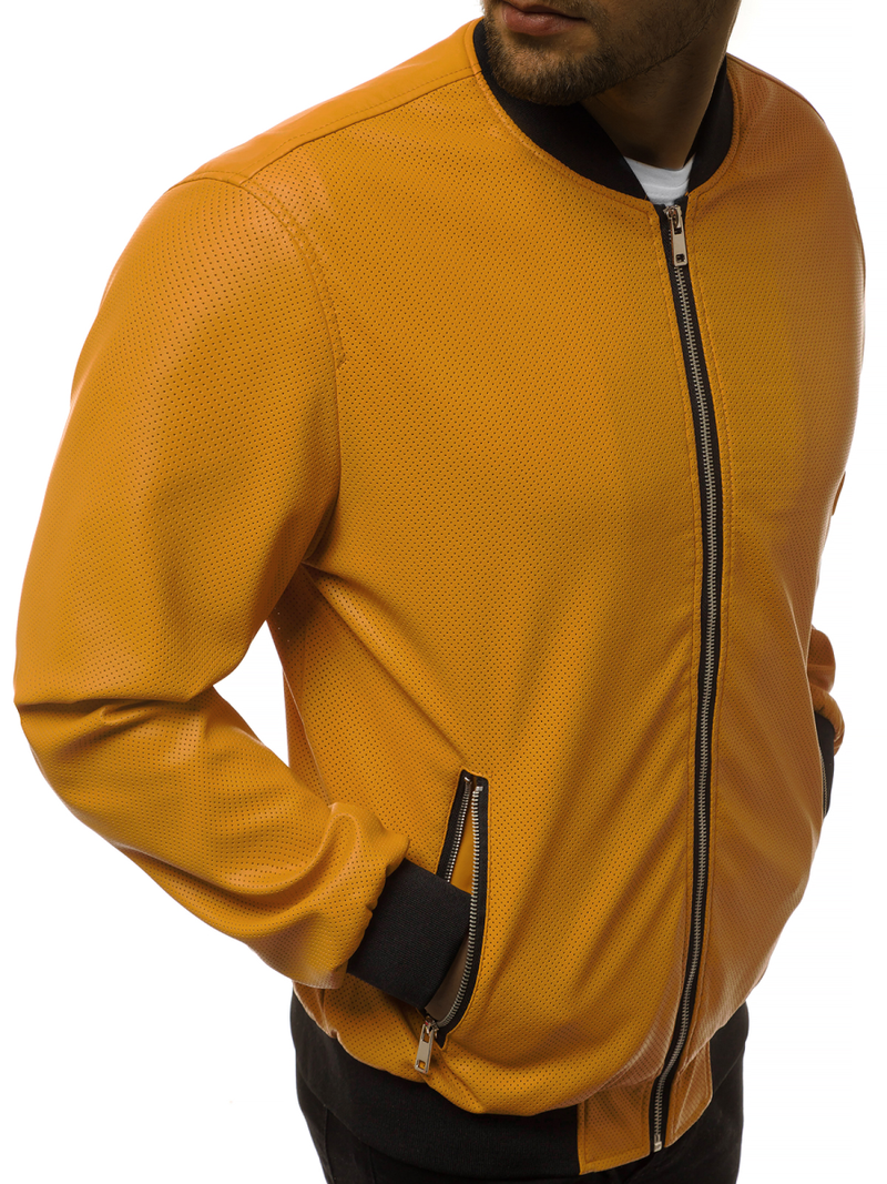 Kurtka skórzana męska camelowa OZONEE N/6125