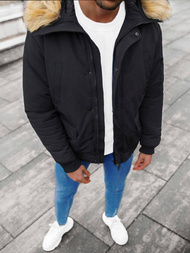 Kurtka zimowa męska z futerkiem czarna OZONEE JS/M2019/392