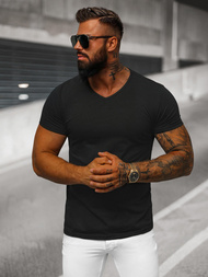 T-shirt męski bez nadruku czarny OZONEE JS/712007Z 