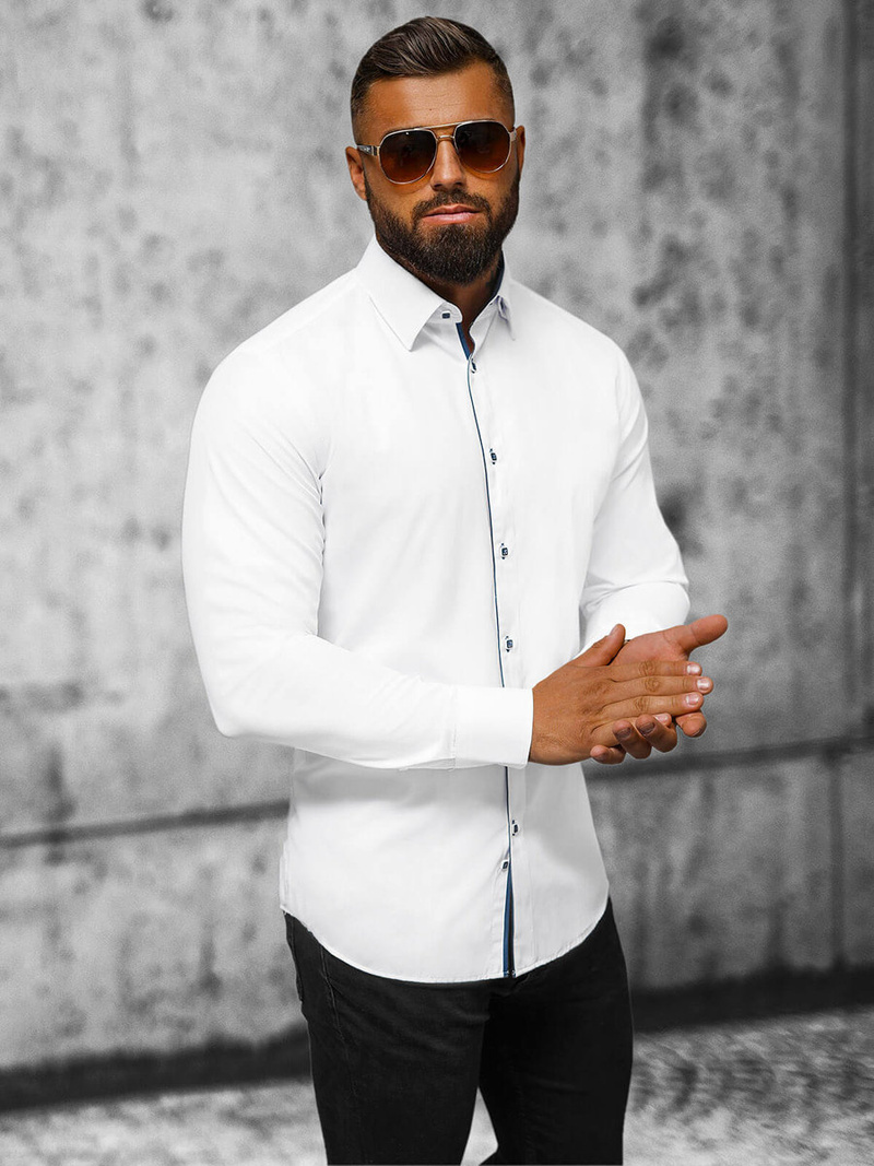 Koszula męska biała OZONEE O/V65