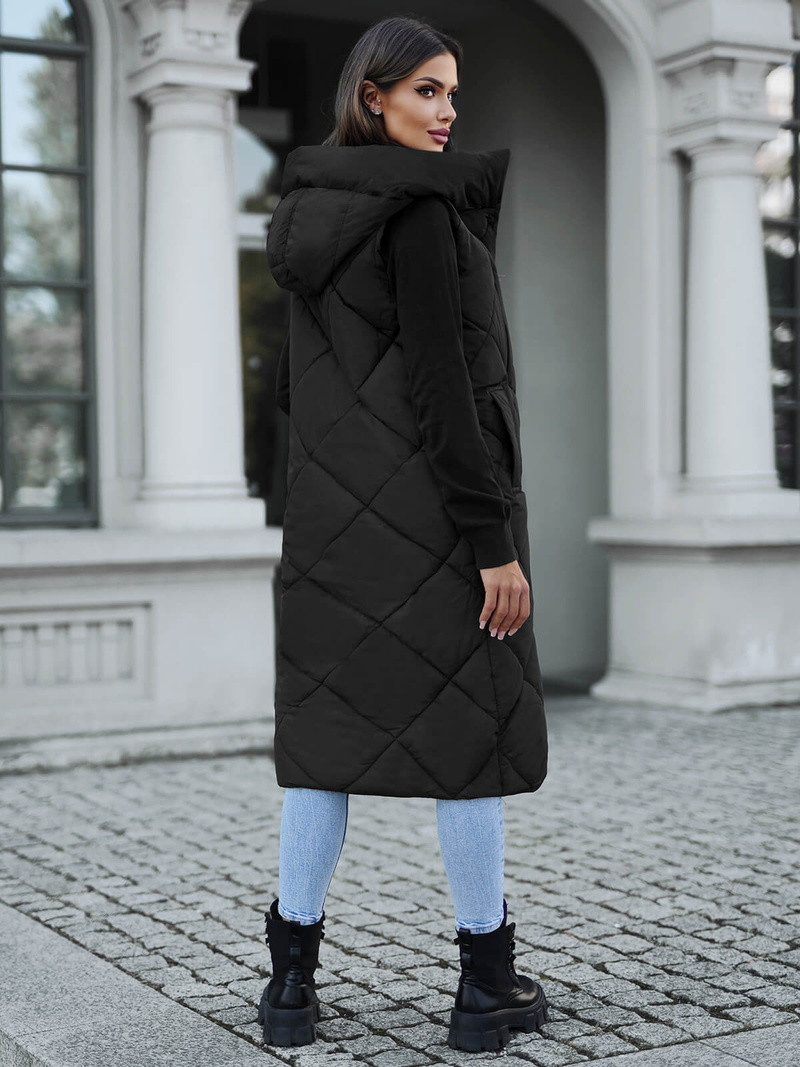 Стьобаний жіночий жилет чорний OZONEE JS/5M3165/392Z