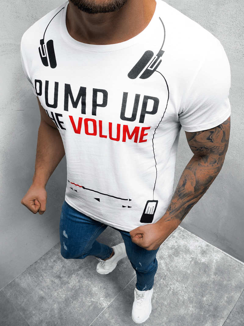 T-Shirt męski z nadrukiem biały OZONEE O/1171