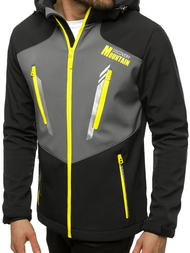 Kurtka softshell męska z kapturem czarno-szara OZONEE JS/HH022/1BZ