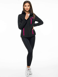 Kurtka softshell damska z kapturem czarna OZONEE JS/HH028/1