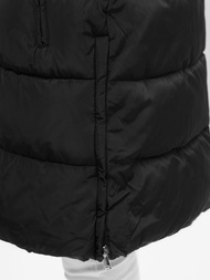 Kamizelka damska długa pikowana z kapturem czarna OZONEE O/81276