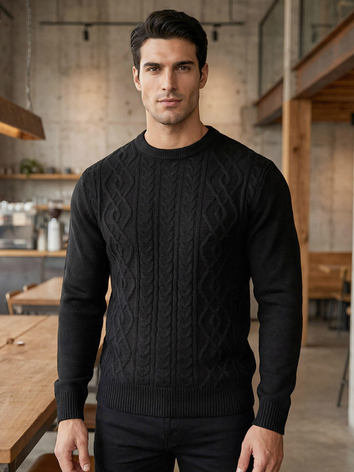 Sweter męski czarny OZONEE JS/59B3610/3