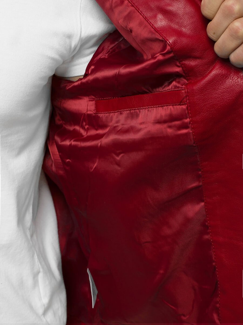 Kurtka skórzana męska bordowa OZONEE YD/BF59359Z