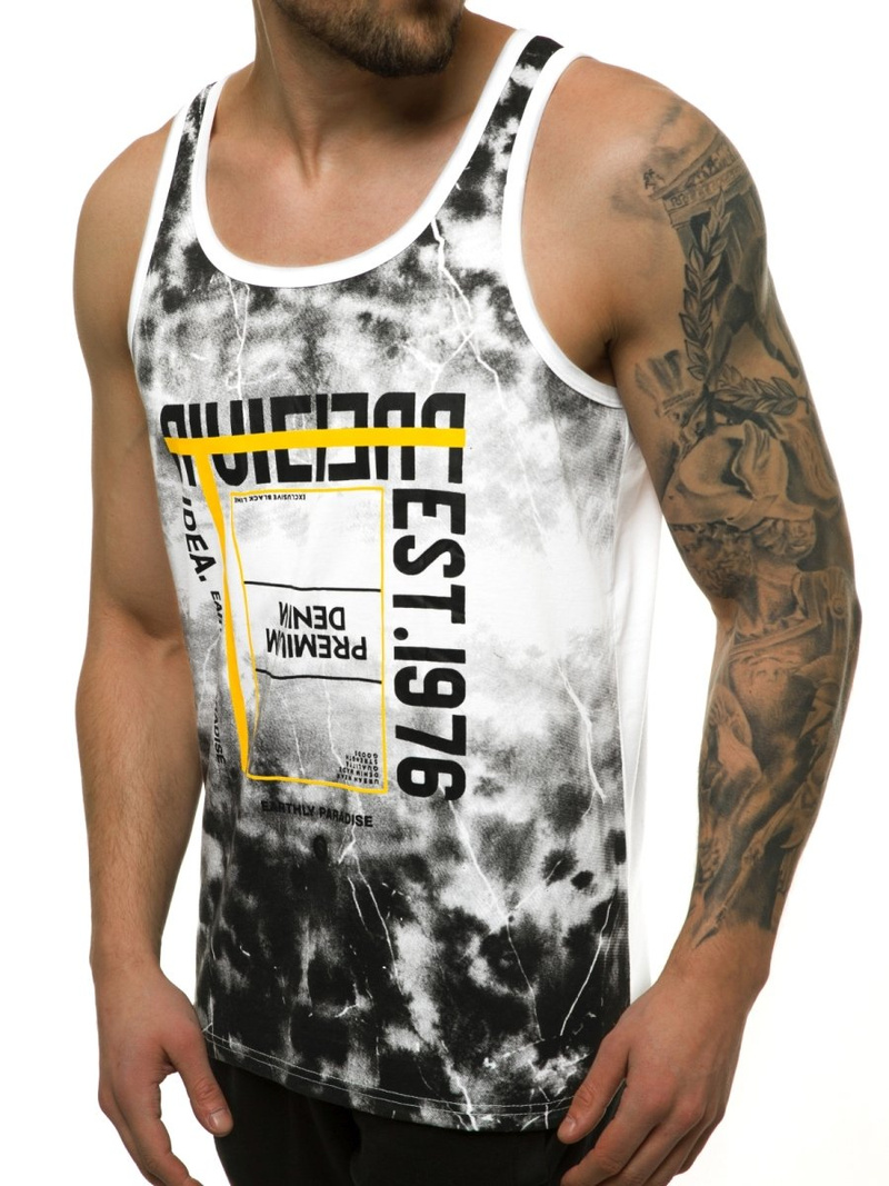 T-Shirt męski bez rękawów biały OZONEE JS/SS11036