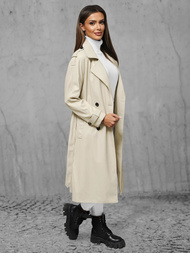 Płaszcz damski skórzany jasno-beżowy OZONEE JS/11Z8100