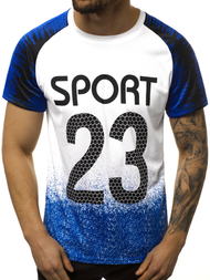 T-Shirt męski biało-niebieski OZONEE JS/KS2068