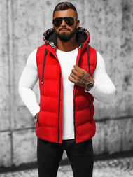 Kamizelka męska pikowana z kapturem czerwona OZONEE JS/5M758/270Z