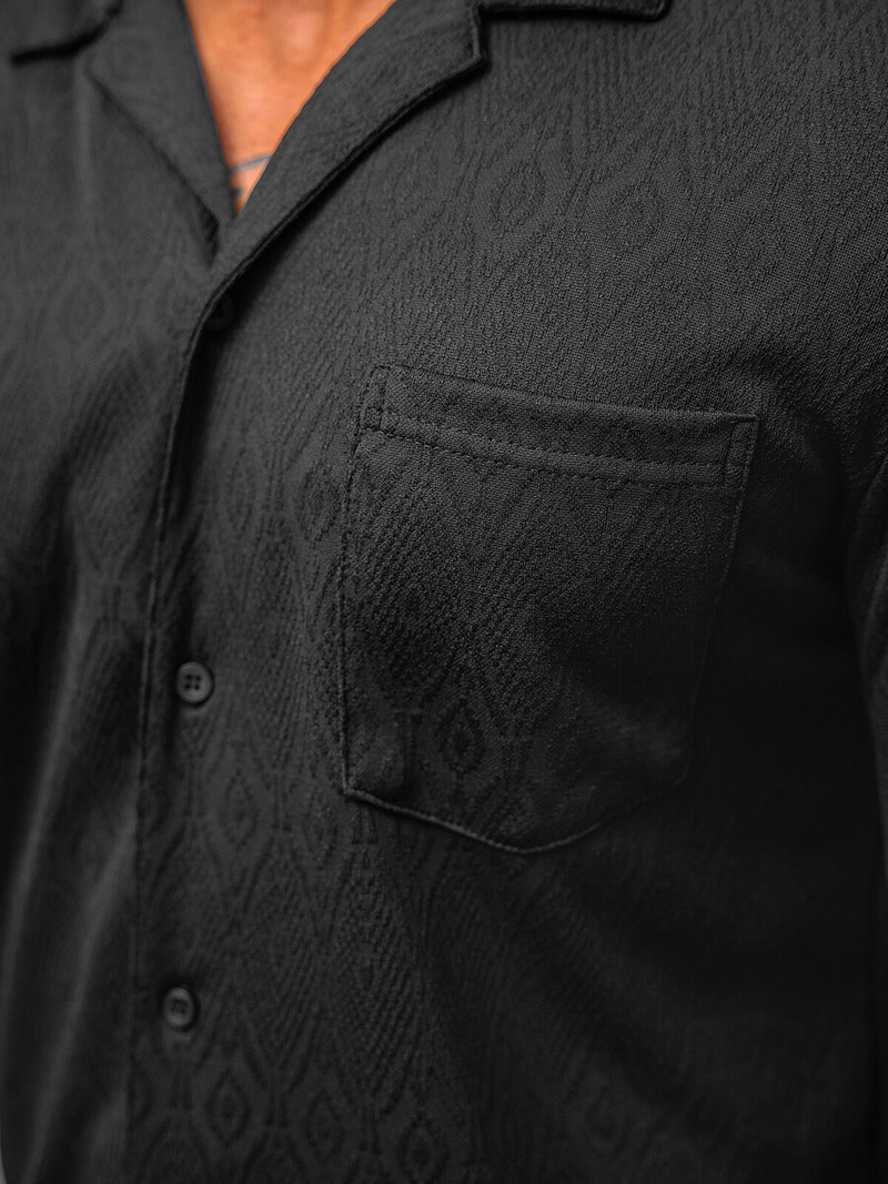 Komplet męski czarny - koszula i spodenki OZONEE O/3C325