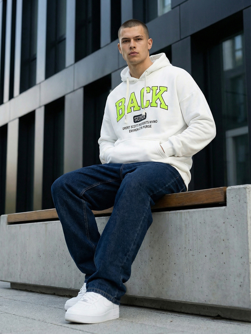 Bluza z kapturem męska biała OZONEE O/TT30513Z