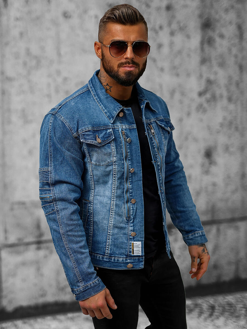 Чоловіча джинсова куртка Синя OZONEE NB/MJ508BZ