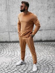 Komplet dresowy męski welurowy camelowy OZONEE O/12129