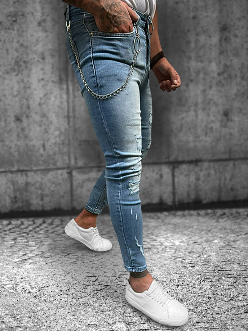 Spodnie jeansowe męskie jasno-niebieskie OZONEE O/270SP