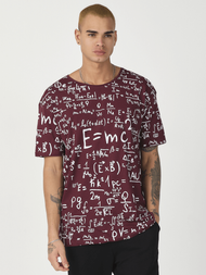 T-Shirt męski z nadrukiem bordowy OZONEE MR/21533