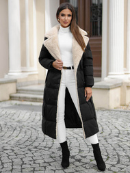 Płaszcz zimowy damski pikowany czarny OZONEE JS/16M9168/392Z