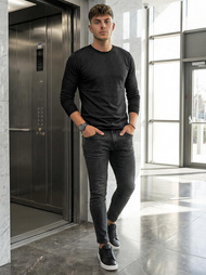 Spodnie jeansowe męskie slim fit czarne OZONEE O/JK2918Z