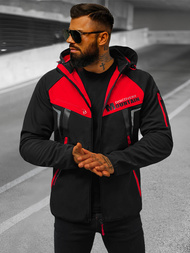 Kurtka softshell męska z kapturem czarno-czerwona OZONEE JS/HH021/1C