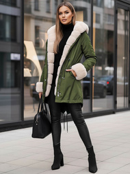 Kurtka zimowa damska z futerkiem zielona OZONEE JS/M763/136Z