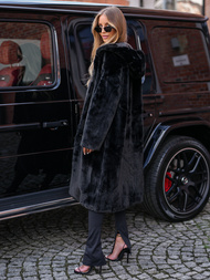 Жіноча хутряна зимова куртка чорна OZONEE JS/11Z8250