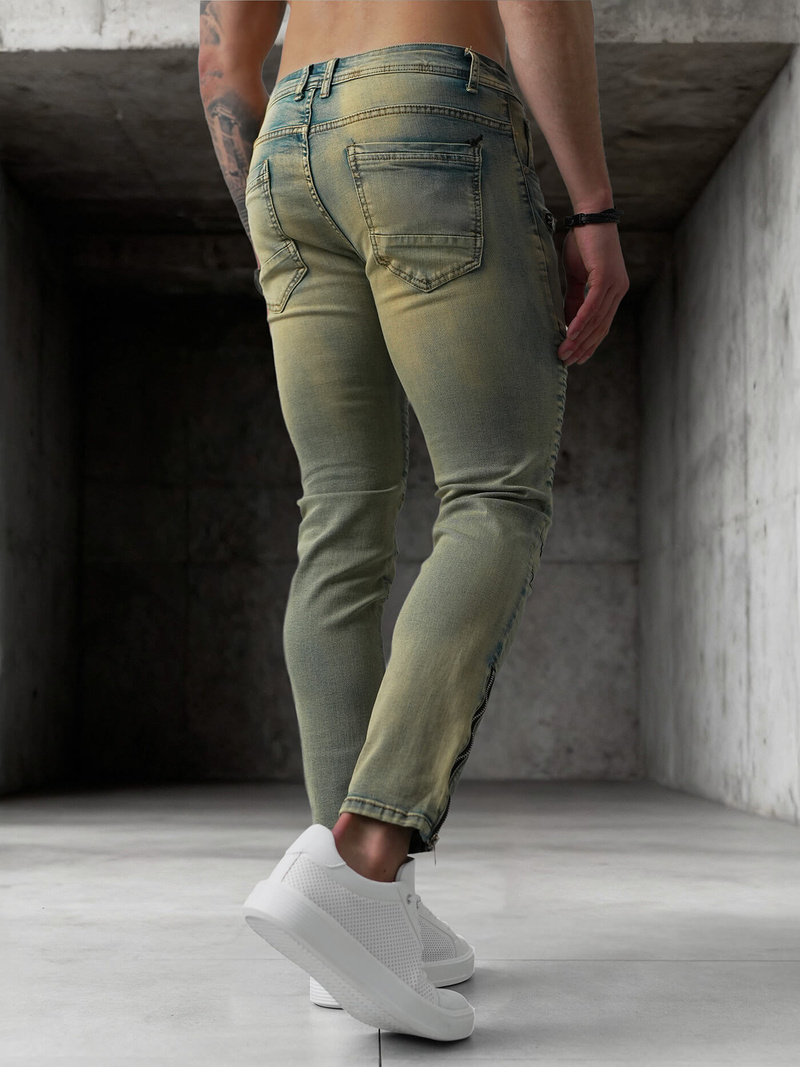 Spodnie jeansowe męskie slim fit niebieskie OZONEE O/EM8951