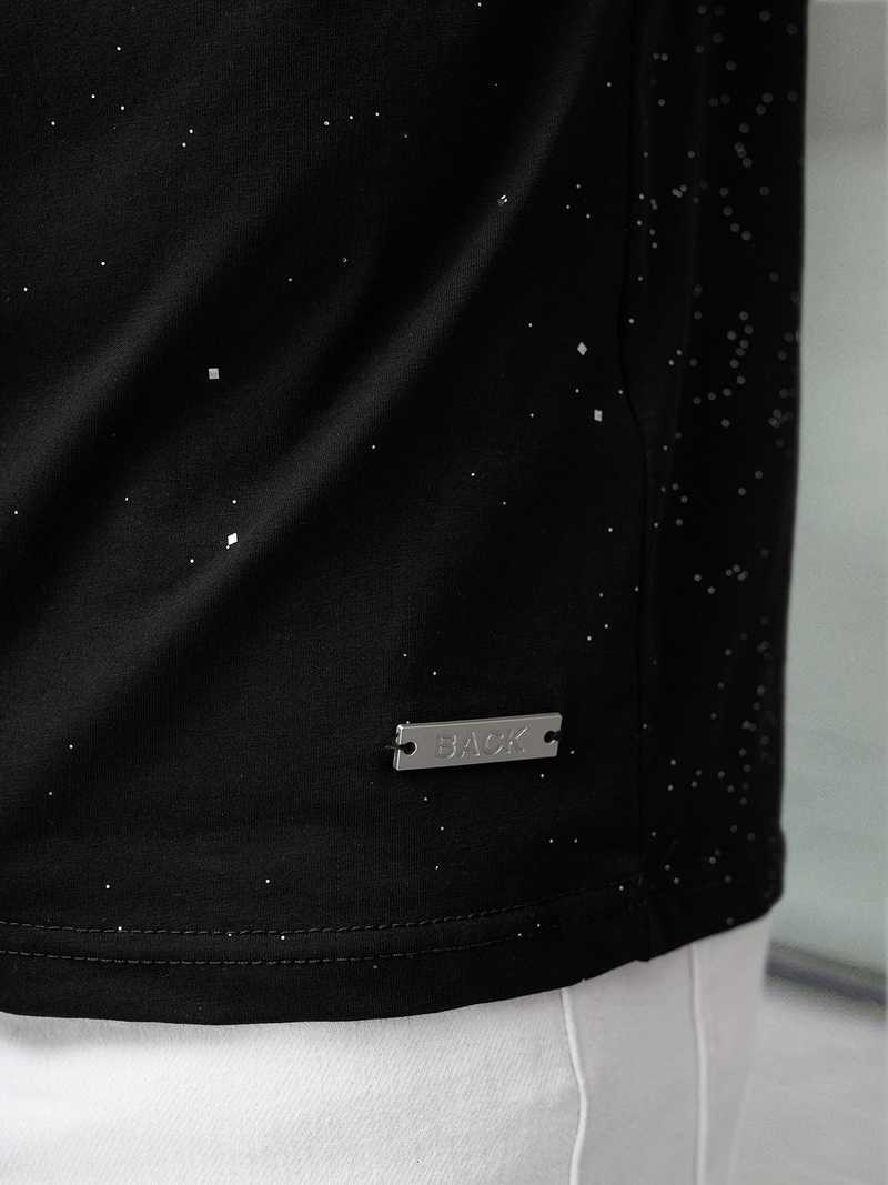 T-shirt męski slim fit czarny OZONEE O/QQ1390