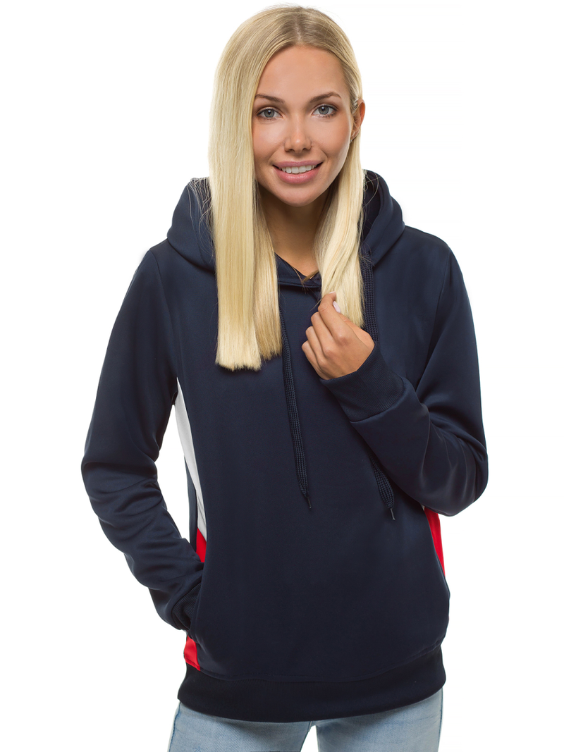 Bluza z kapturem damska ciemno-granatowa OZONEE JS/JK88125/25