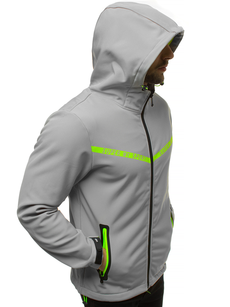 Kurtka softshell męska z kapturem szara OZONEE JS/KS2181