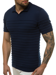 Bluzka polo z dzianiny, krótki rękaw męska granatowa OZONEE L/2318