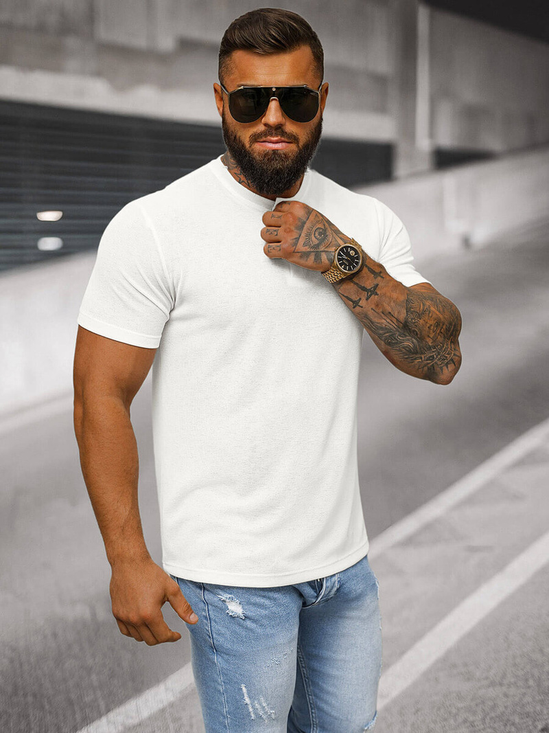T-shirt męski biały OZONEE O/L1451