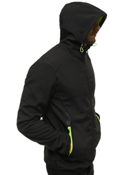 Kurtka softshell męska z kapturem czarna OZONEE JS/KS2189