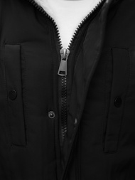 Kurtka zimowa męska parka z futerkiem czarno-biała OZONEE O/5832/22Z