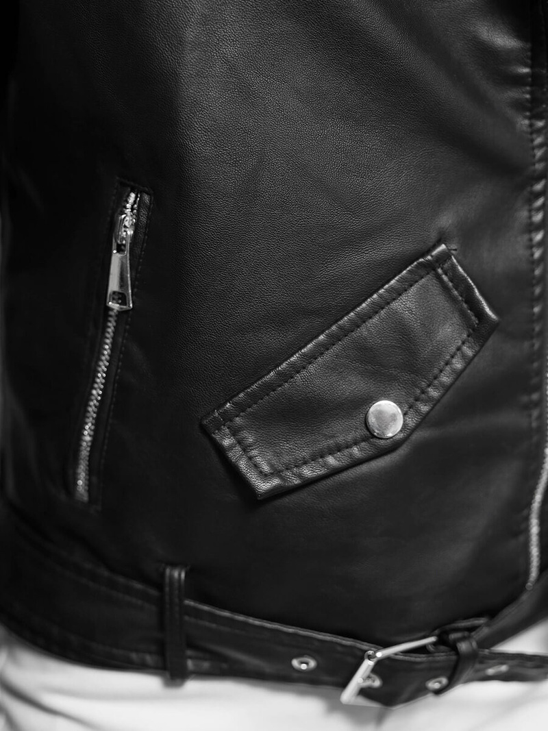 Kurtka skórzana damska ramoneska czarna OZONEE JS/11Z8061