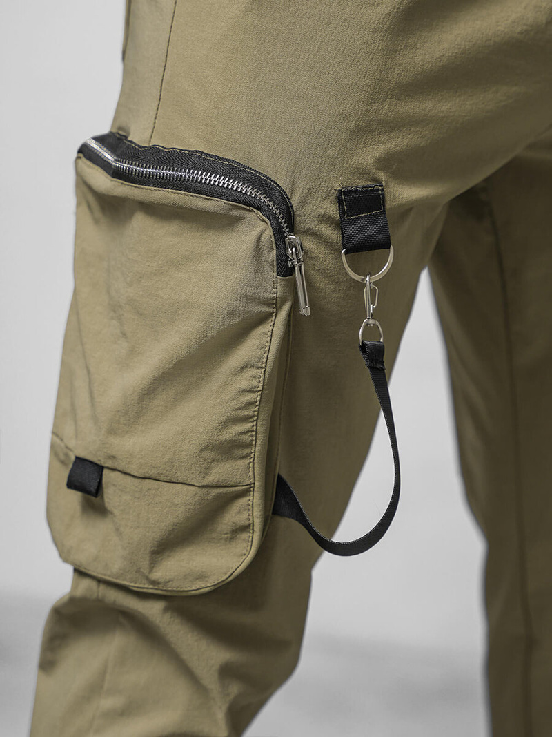 Spodnie męskie chino joggery ciemno-beżowe OZONEE O/PS5519