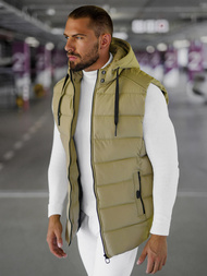 Kamizelka męska pikowana z kapturem beżowa OZONEE JS/57M7507/62Z