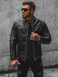 Kurtka skórzana męska czarna OZONEE JS/11Z8001Z