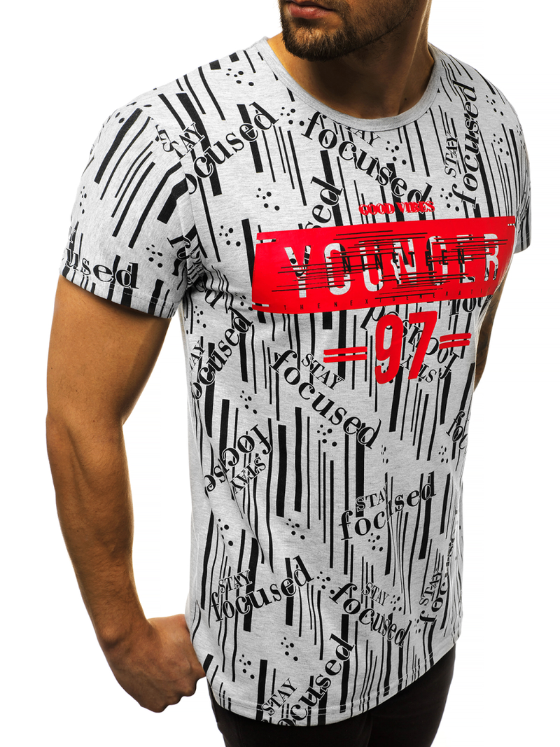 T-Shirt męski szary OZONEE JS/KS1993