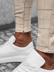 Spodnie męskie chino materiałowe beżowe OZONEE DJ/550175