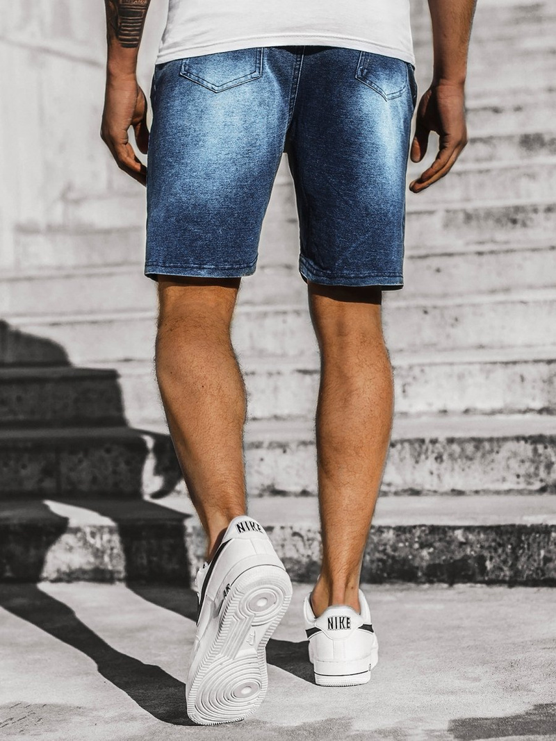 Шорти джинові чоловічі синьо-червоний OZONEE JS/KK1071